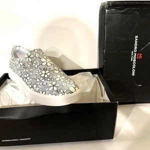 Inc Mens Black Patterned Goring Cushioned Landyn Round Toe Platform Slip on Snea